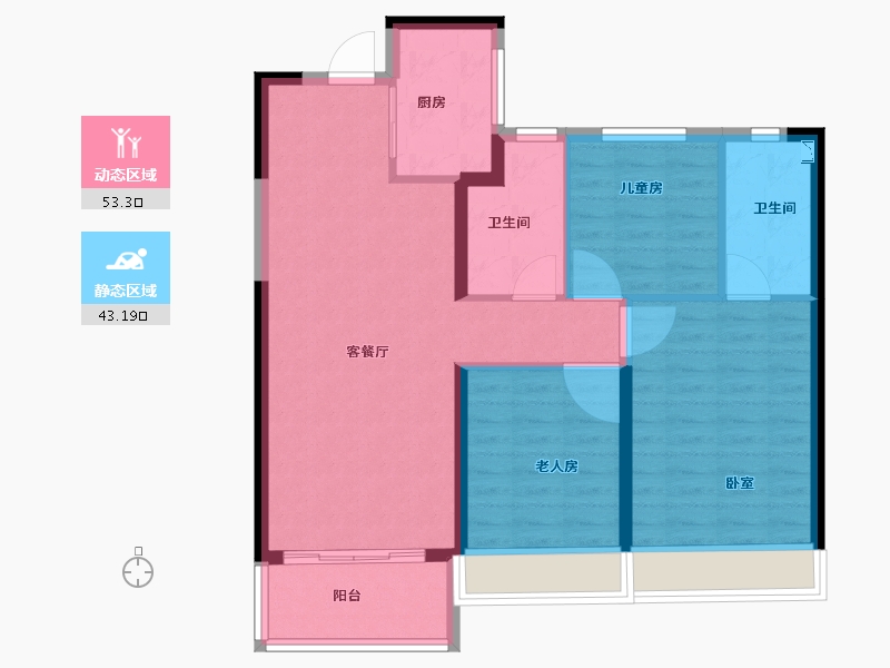 河南省-郑州市-东原阅城-86.99-户型库-动静分区