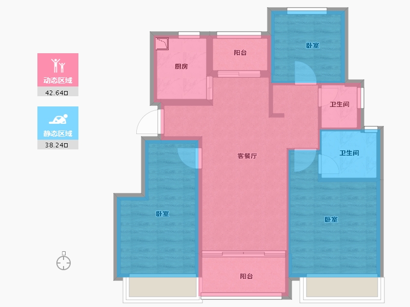 浙江省-舟山市-中梁·文澜府-71.74-户型库-动静分区