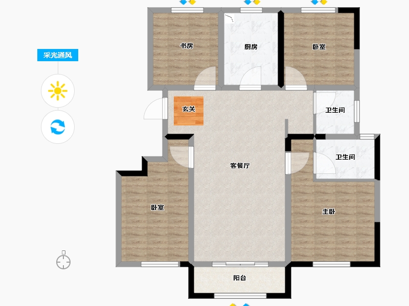 山东省-烟台市-金地浅山艺境玺湖-114.00-户型库-采光通风