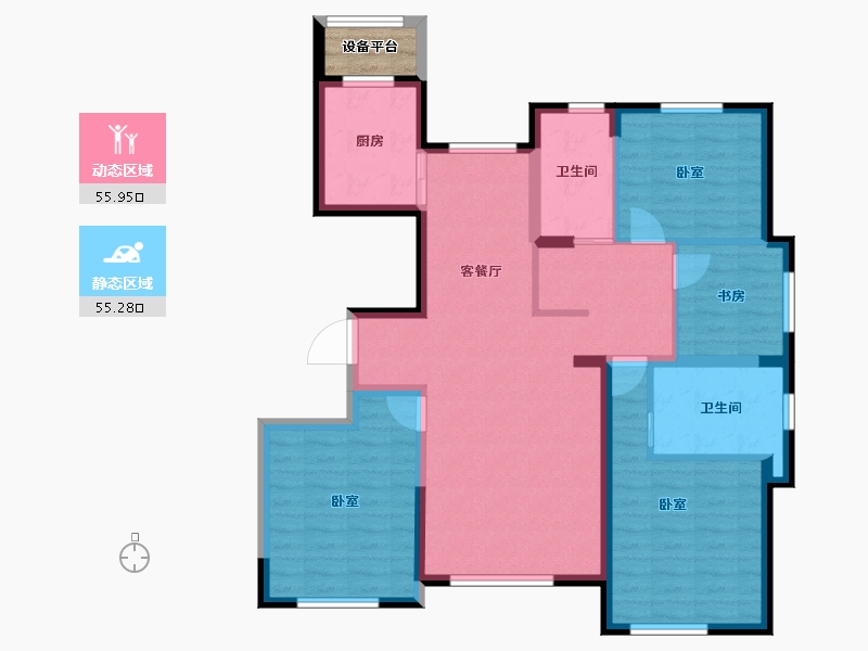 新疆维吾尔自治区-乌鲁木齐市-乌房紫云台-101.46-户型库-动静分区