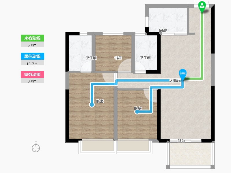 浙江省-绍兴市-和雍锦世家-86.00-户型库-动静线