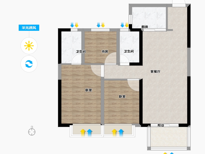 浙江省-绍兴市-和雍锦世家-86.00-户型库-采光通风