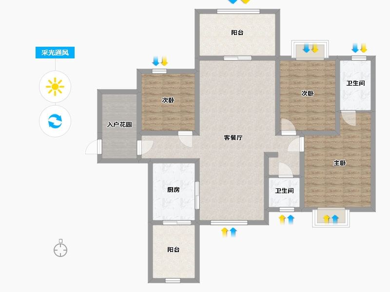 贵州省-安顺市-凯旋公园里-113.53-户型库-采光通风