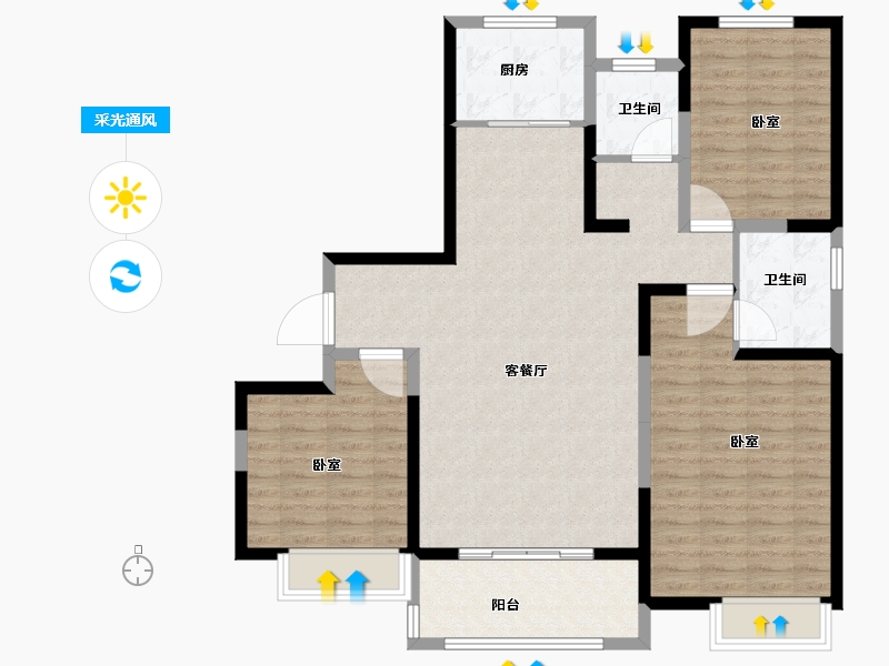 河南省-安阳市-利源永明壹号-108.00-户型库-采光通风