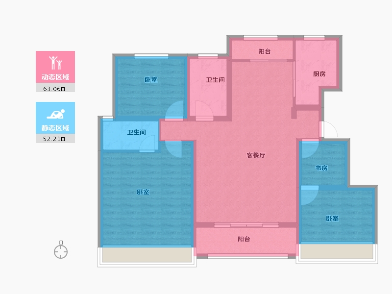 山东省-菏泽市-东明大洋福邸-103.00-户型库-动静分区