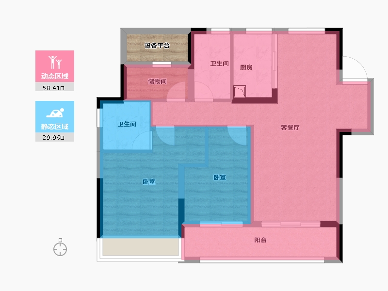 安徽省-合肥市-力高澜湖前城-81.19-户型库-动静分区