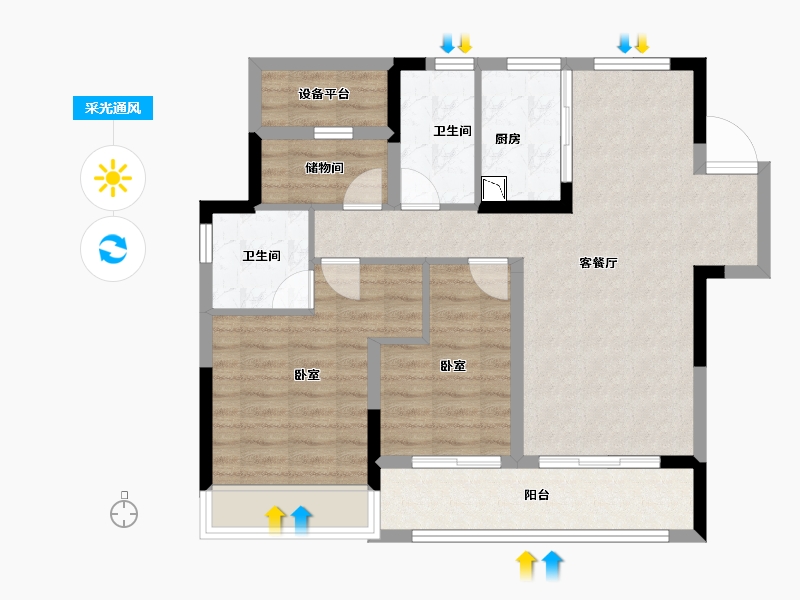 安徽省-合肥市-力高澜湖前城-81.19-户型库-采光通风