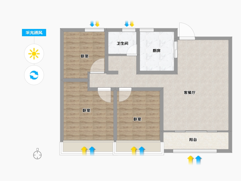 山东省-菏泽市-天华新天地-92.00-户型库-采光通风