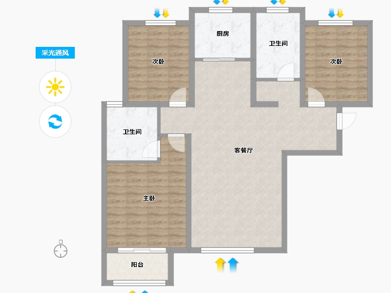 山东省-济南市-帝华城-101.28-户型库-采光通风