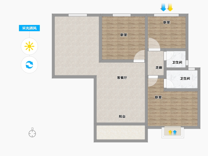 河南省-新乡市-共城华庭万成财富广场-104.05-户型库-采光通风