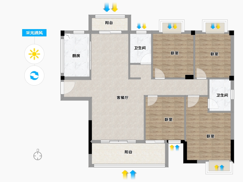 福建省-龙岩市-江南名府-111.00-户型库-采光通风