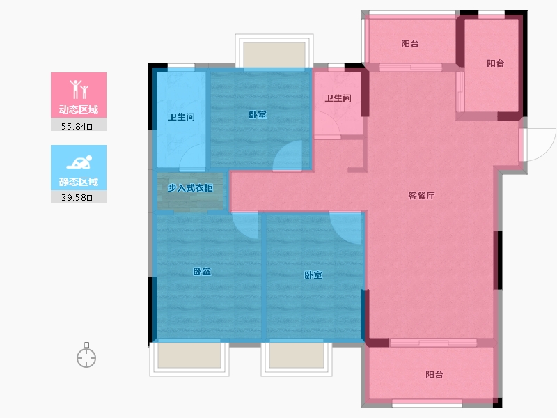 福建省-龙岩市-世茂德兴璀璨天城-86.00-户型库-动静分区