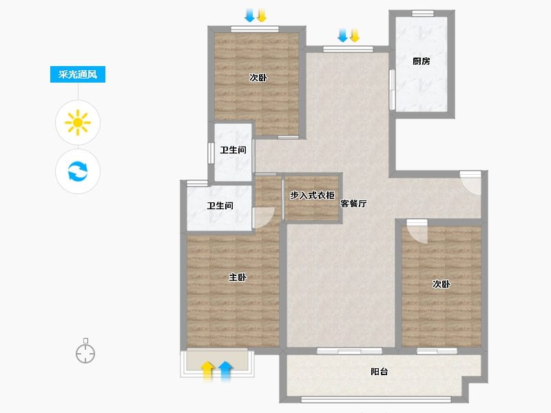 山东省-潍坊市-天泰紫金府-115.90-户型库-采光通风