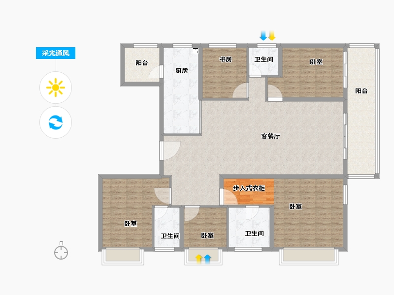 河南省-郑州市-碧桂园中央公园-160.01-户型库-采光通风