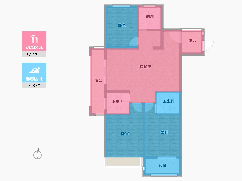 浙江省-金华市-环球春江花园三期-98.00-户型库-动静分区