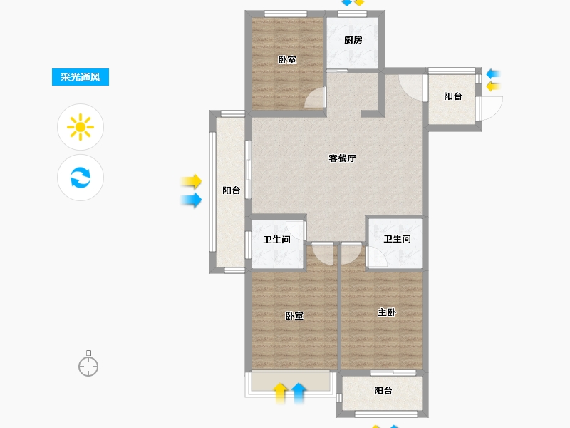 浙江省-金华市-环球春江花园三期-98.00-户型库-采光通风