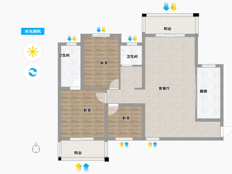 河南省-安阳市-天宏美好生活家园-105.52-户型库-采光通风