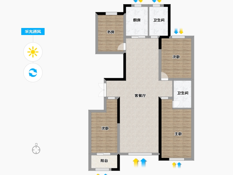 山东省-潍坊市-华安凤凰嘉苑-120.50-户型库-采光通风