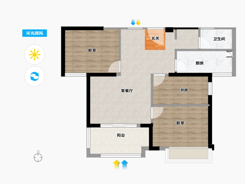 福建省-漳州市-格林兰锦-70.31-户型库-采光通风