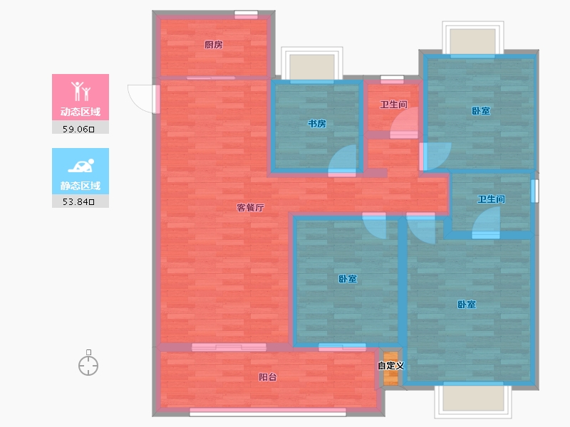 江苏省-镇江市-金辉·优步鑫苑-101.00-户型库-动静分区