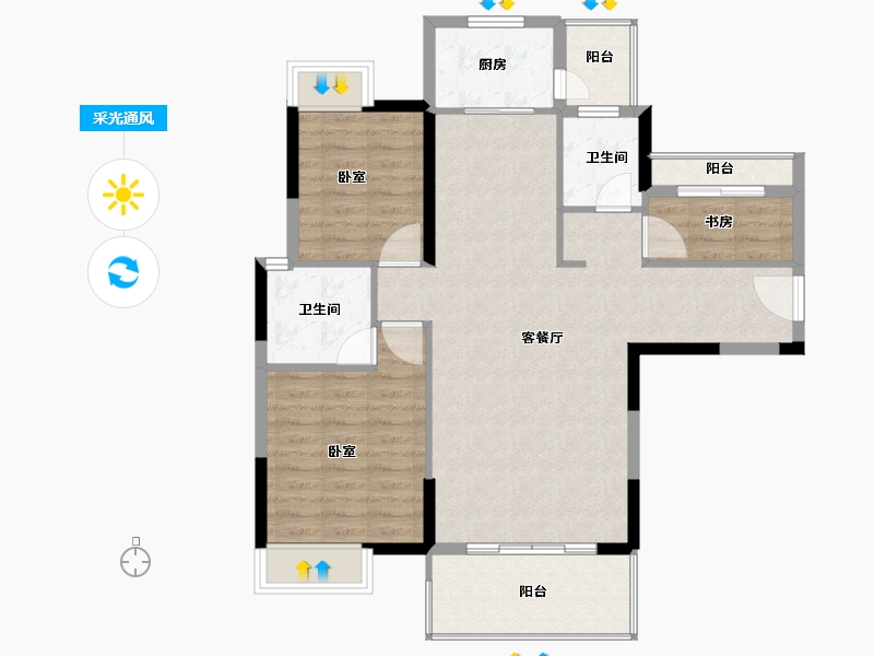 福建省-泉州市-奥能金港湾-93.00-户型库-采光通风