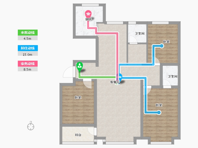 山东省-滨州市-北海海城玫瑰园-104.00-户型库-动静线