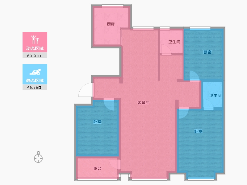 山东省-滨州市-北海海城玫瑰园-104.00-户型库-动静分区