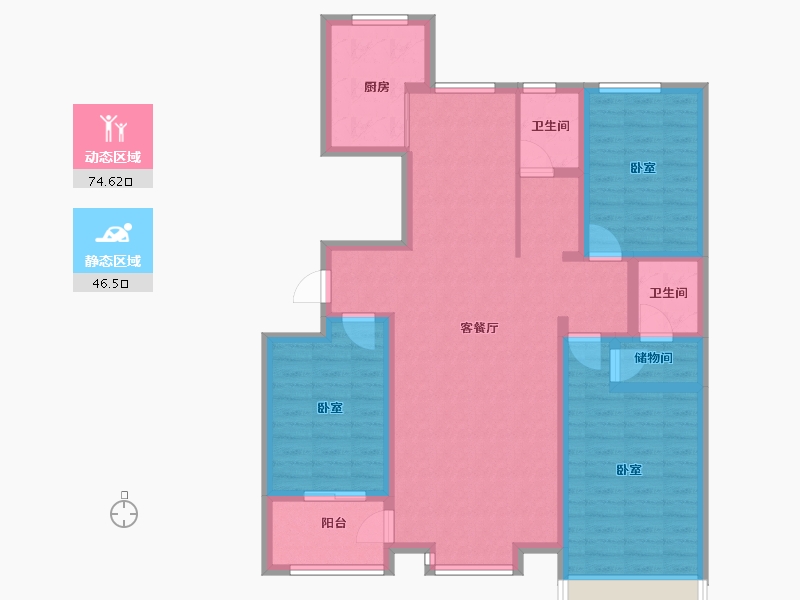 山东省-滨州市-北海海城玫瑰园-108.00-户型库-动静分区