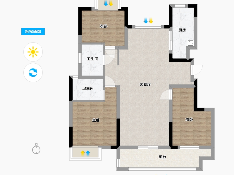 江西省-赣州市-力高水投·君逸府-89.60-户型库-采光通风