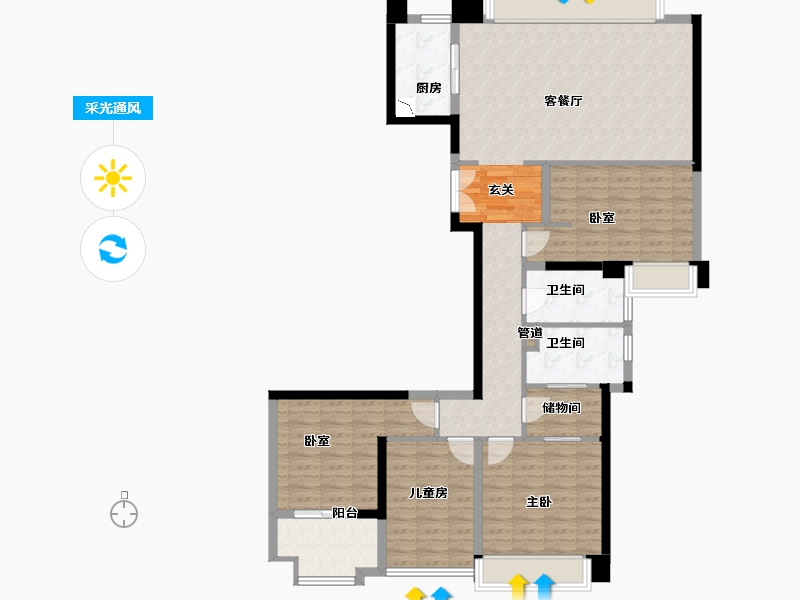 福建省-漳州市-建发玺院-114.59-户型库-采光通风