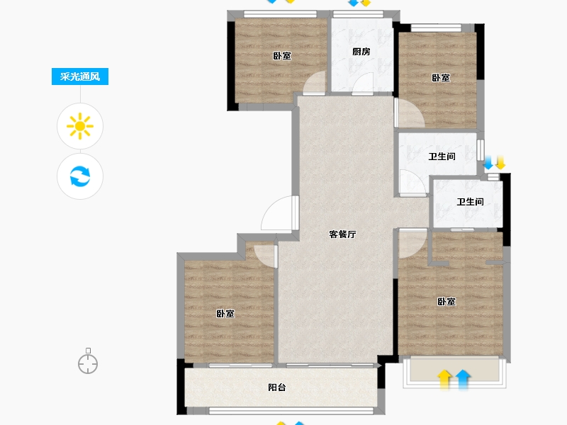 浙江省-嘉兴市-海盐合景天峻-97.00-户型库-采光通风