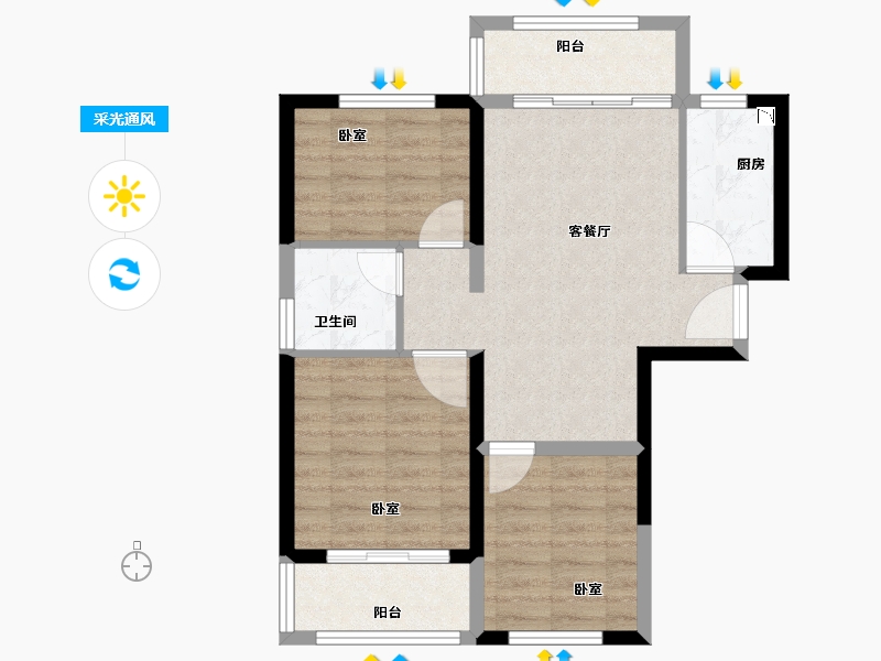 福建省-漳州市-三盛国际海岸-66.00-户型库-采光通风