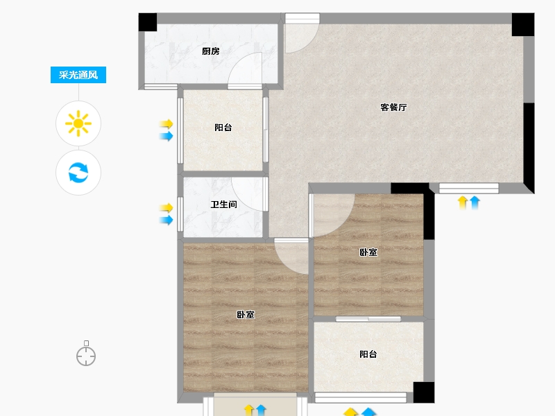 福建省-漳州市-角美龙泉绿苑-54.25-户型库-采光通风