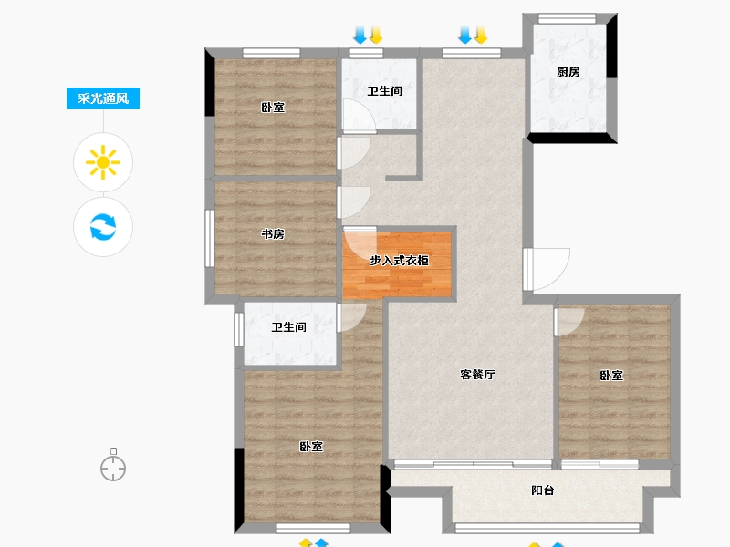 浙江省-湖州市-汎港润合-102.00-户型库-采光通风