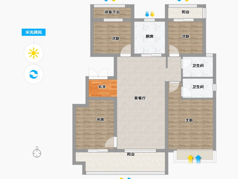 安徽省-黄山市-中梁江湾府-110.00-户型库-采光通风