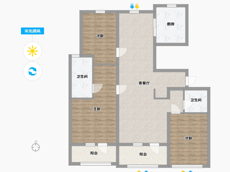 山东省-青岛市-融创都会中心 逸山-111.78-户型库-采光通风