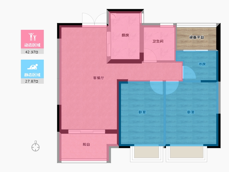 安徽省-合肥市-葛洲坝·玖珑府-66.74-户型库-动静分区