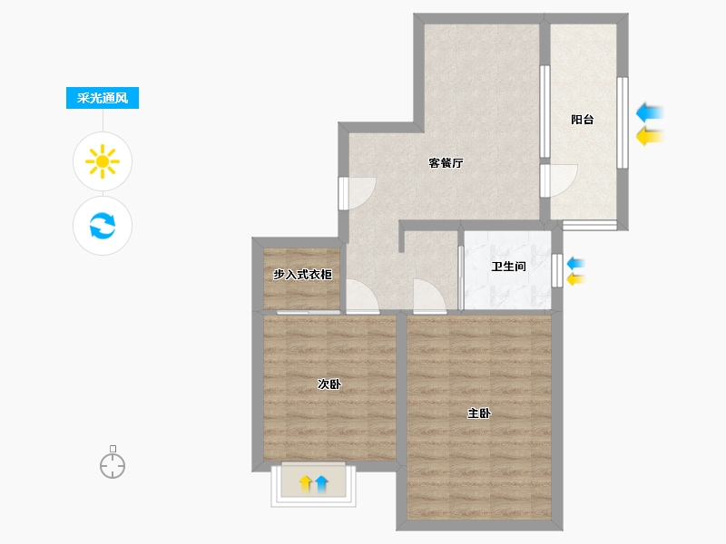 山东省-青岛市-三木空港小镇璟云-63.99-户型库-采光通风