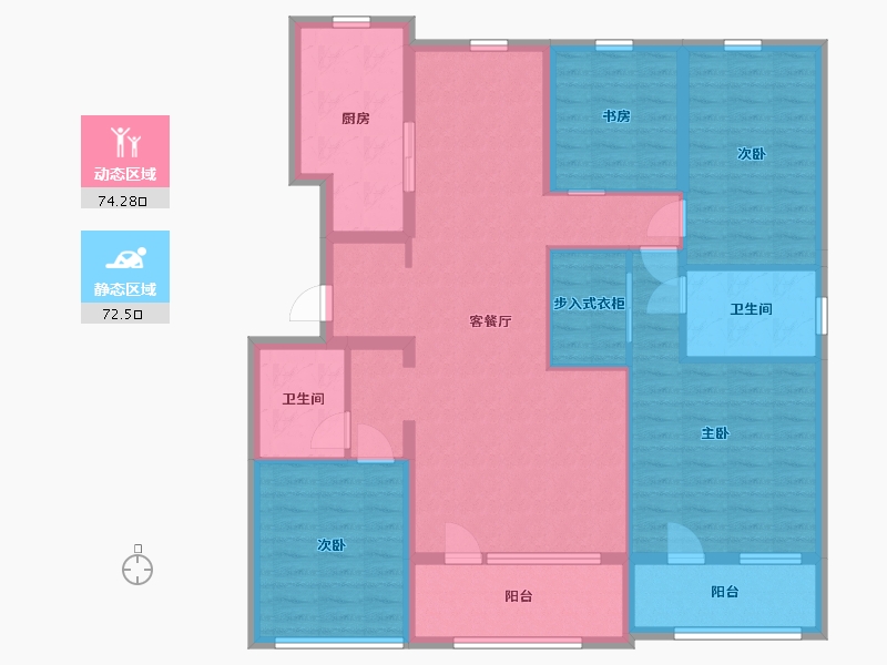 山东省-青岛市-融创都会中心 逸山-131.77-户型库-动静分区