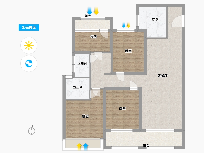 浙江省-温州市-红星温州天铂-98.99-户型库-采光通风