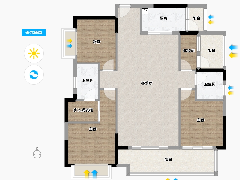 广东省-梅州市-玖珑台-109.61-户型库-采光通风