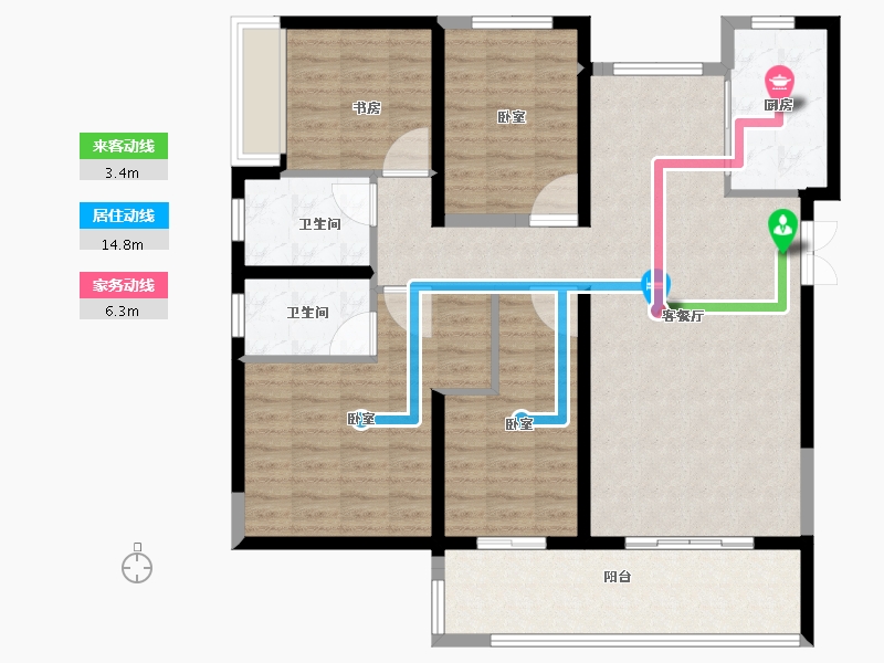 河南省-郑州市-富田城九鼎公馆-114.00-户型库-动静线