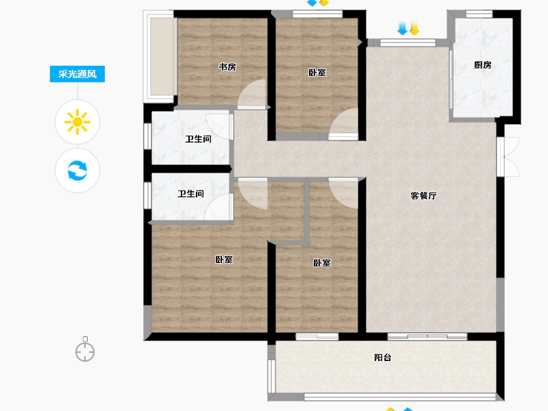 河南省-郑州市-富田城九鼎公馆-114.00-户型库-采光通风