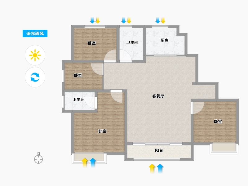 山东省-菏泽市-新洲欧洲城-147.00-户型库-采光通风