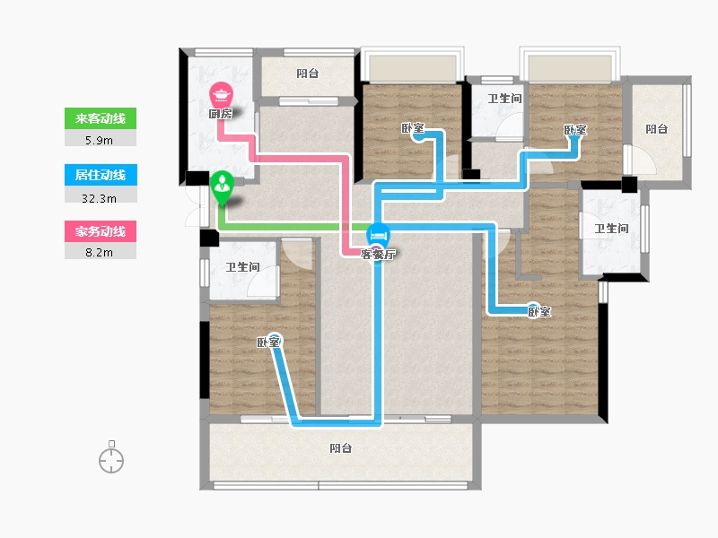 浙江省-绍兴市-杭州湾世纪城-127.15-户型库-动静线