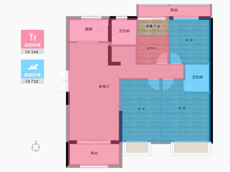 安徽省-合肥市-葛洲坝·玖珑府-88.27-户型库-动静分区