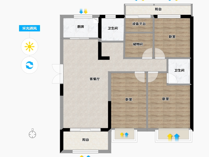 安徽省-合肥市-葛洲坝·玖珑府-88.27-户型库-采光通风