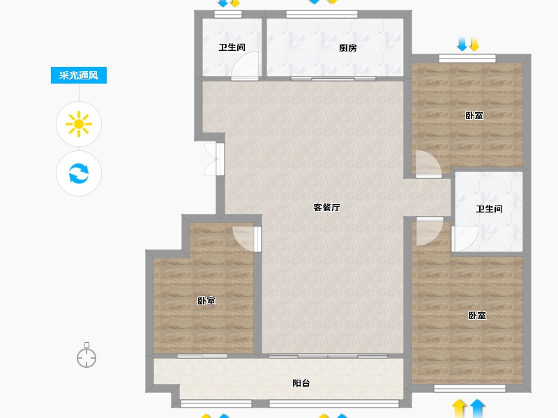 山东省-滨州市-恒信·大都会-103.80-户型库-采光通风