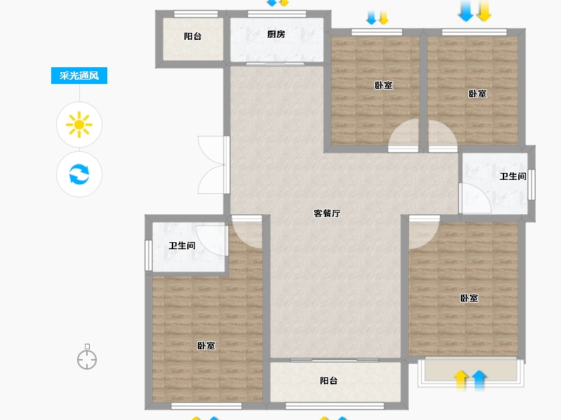 山东省-菏泽市-河畔清华-139.96-户型库-采光通风