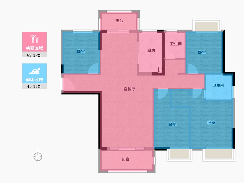 福建省-泉州市-莲花水岸阳光-103.00-户型库-动静分区